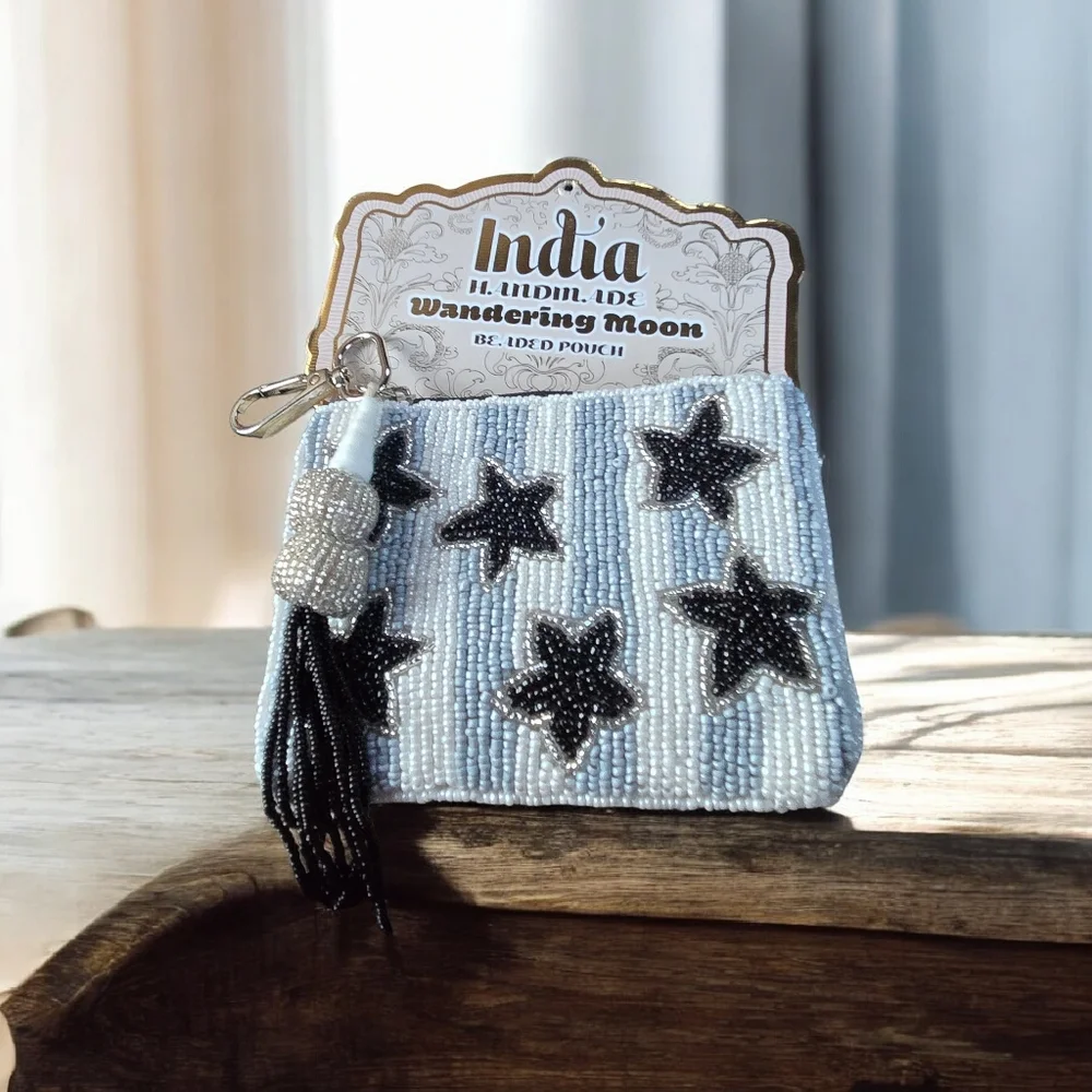 Wandering Moon India Hand Made Beaded Star Pouch - Picture 1 of 3